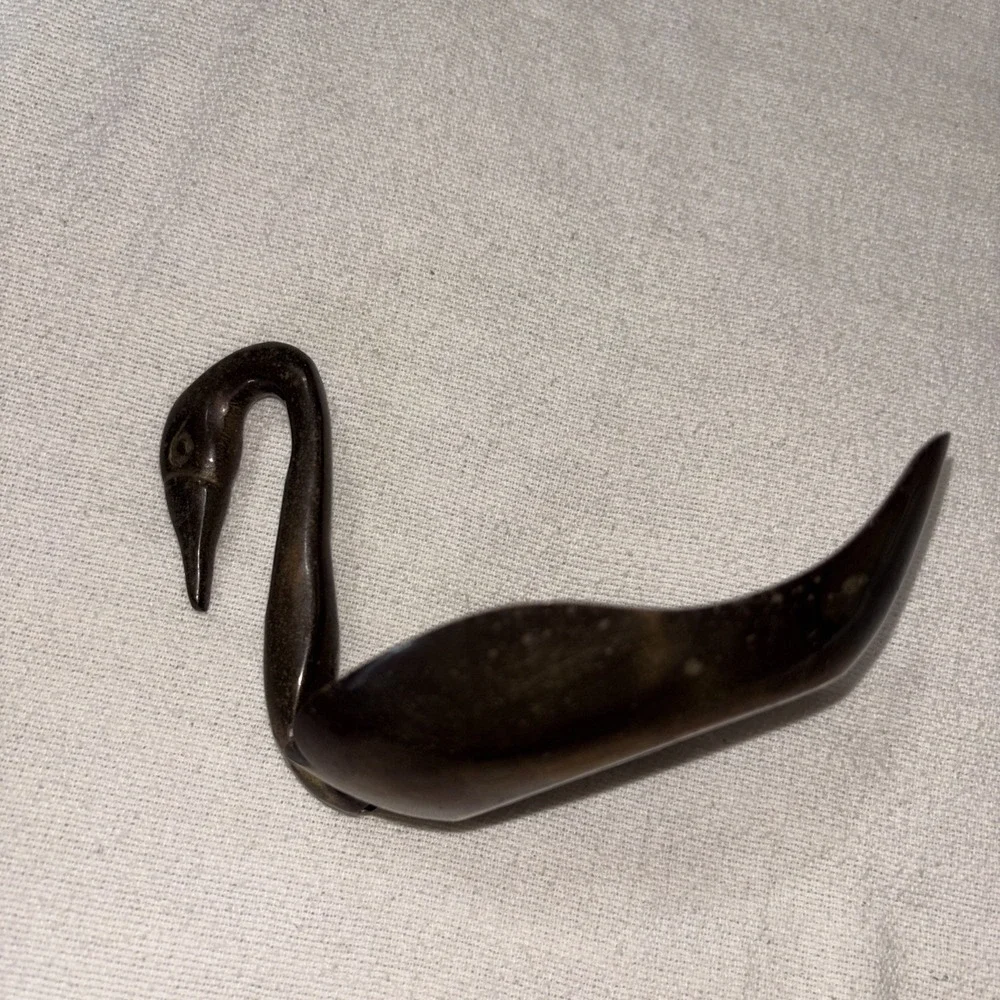 Vintage Brass Swan Trinket Soap‎ Dish Bowl  Figurine 5.5